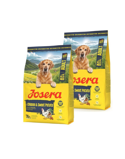 JOSERA Chicken with Sweet Potato Adult Getreidefreies Futter für mittelgroße und große Hunderassen 2x3 kg