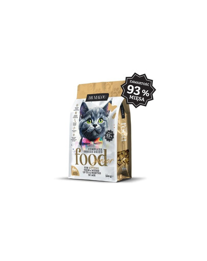DR MALOU Kitten Gefriergetrocknete Nahrung Huhn mit Ziegenmilch und Eigelb Trockenfutter für Kätzchen 500g