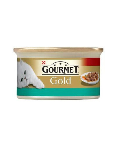 GOURMET Gold Nassfutter mit Lachs und Huhn in Soße für adulte Katzen 24x85 g