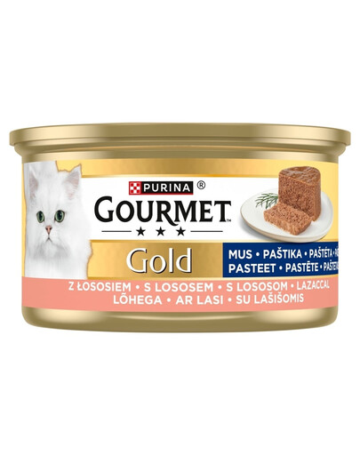 GOURMET Gold Nassfutter mit Lachs Mousse für adulte Katzen 24x85g