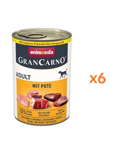 ANIMONDA GranCarno Nassfutter mit Truthahn für adulte Hunde getreidefrei 6x800g