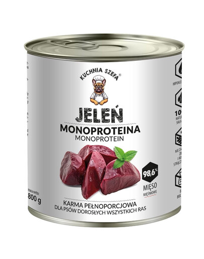 Monoproteina Jeleń 800g mokra karma dla psów