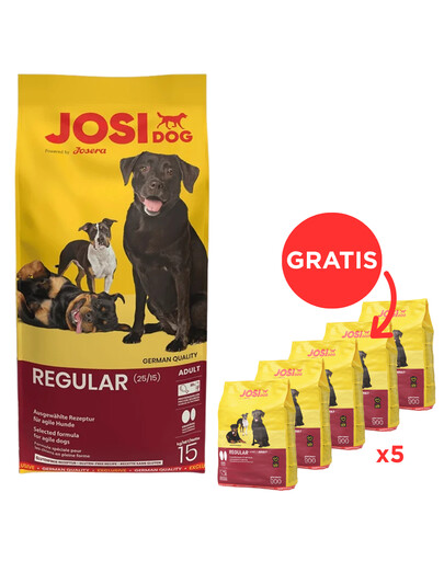 JOSERA JosiDog Regular Adult 15 kg + JosiDog Regular 5 x 900 g GRATIS