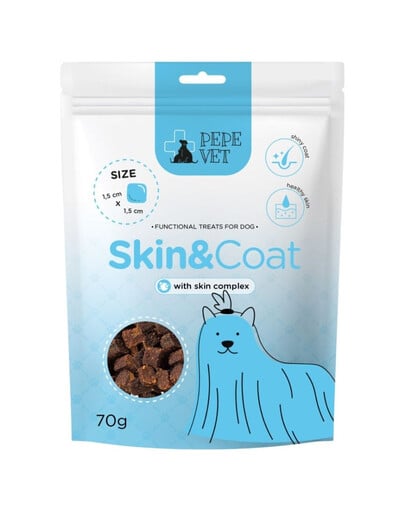 PAKA ZWIERZAKA PEPE Vet Skin Coat Snacks mit Huhn zur Unterstützung von Haut und Fell für Hunde 70g