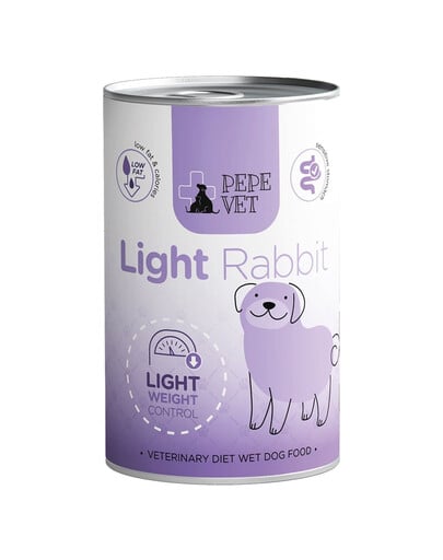 PAKA ZWIERZAKA PEPE Vet Light Rabbit Nassfutter mit Kaninchen für adulte Hunde zur Unterstützung der Gewichtsreduktion 400 g