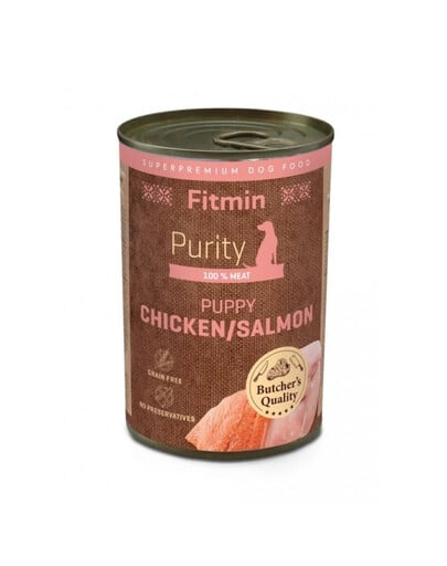 FITMIN Purity Puppy Chicken with Salmon Nassfutter Huhn mit Lachs für Welpen getreidefrei 400g