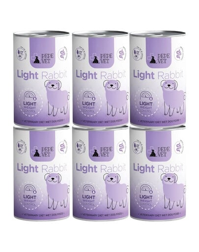PAKA ZWIERZAKA PEPE Vet Light Rabbit Nassfutter mit Kaninchen für adulte Hunde zur Unterstützung der Gewichtsreduktion 6x400 g
