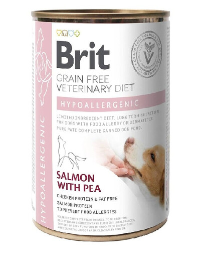 BRIT Veterinary Diet Hypoallergenic Nassfutter mit Lachs und Erbsen für Hunde 400g