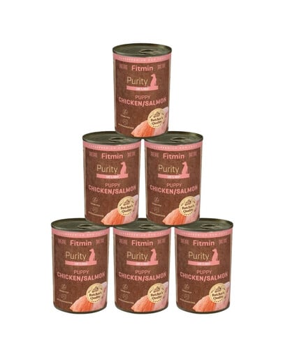 FITMIN Purity Puppy Chicken with Salmon Nassfutter Huhn mit Lachs für Welpen getreidefrei 6x400g