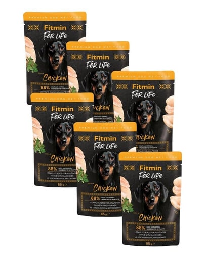 FITMIN For Life Dog Adult Chicken Nassfutter Huhn mit Kräutern in Soße 6x85g