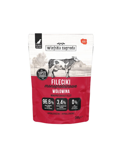 WIEJSKA ZAGRODA Light Nassfutter Monoprotein Filets Rind für adulte Hunde 280 g