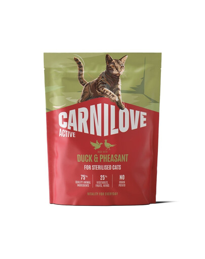 CARNILOVE Active Sterilised Trockenfutter Ente und Fasan für sterilisierten Katzen getreidefrei 400g
