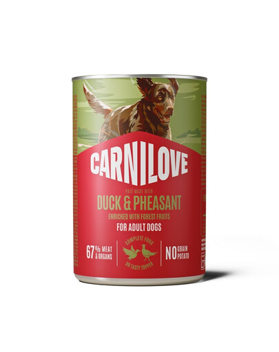 CARNILOVE Dog Can Nassfutter Pastete mit Ente und Fasan für adulte Hunde getreidefrei 400g