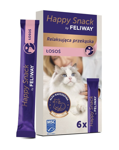 FELIWAY Happy Snack Salmon entspannender Snack mit Lachs für alle Katzen cremig 6x15 g