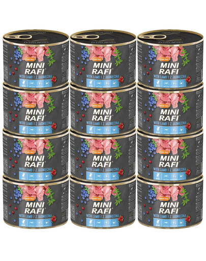 RAFI Mini Nassfutter mit Lammfleisch für adulte kleine Hunde getreidefrei 12x185g