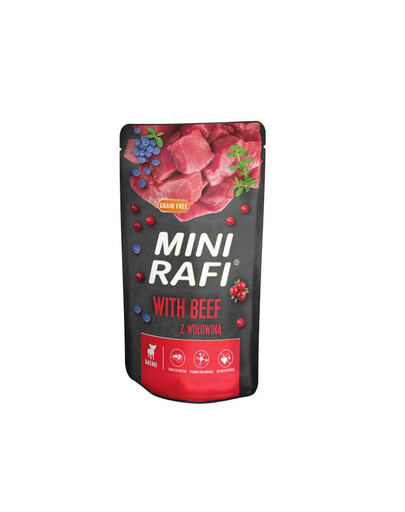 RAFI Mini Nassfutter mit Rindfleisch für adulte kleine Hunde getreidefrei 150 g
