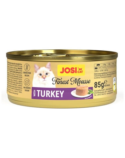JOSERA JosiCat Finest Mousse Nassfutter mit Truthahn für Katzen getreidefrei 85 g