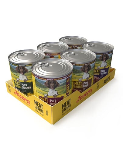 JOSERA Meat Lovers Pure Nassfutter mit Rind, Huhn, Lamm und Pute für Hunde getreidefrei 6x800 g