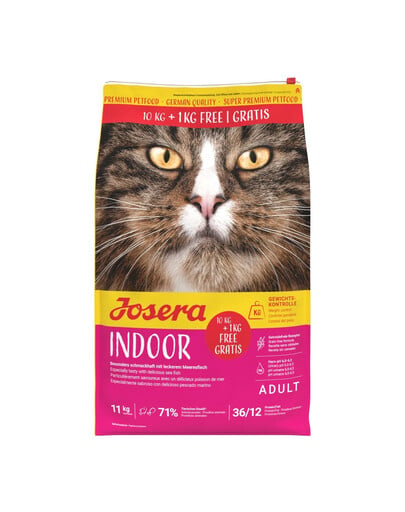 JOSERA Indoor getreidefreies Futter für kastrierte Katzen und Wohnungskatzen 10kg+1kg