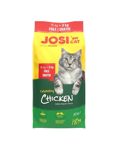 JOSERA JosiCat Crunchy Chicken Trockenfutter mit Geflügel für adulte Katzen 15kg+3kg