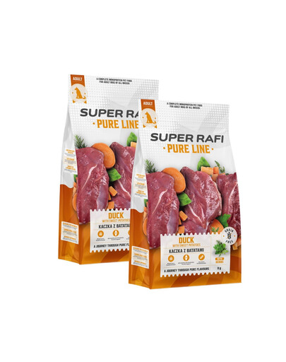 SUPER RAFI Pure Line Trockenfutter Rind mit Süßkartoffeln für adulte Hunde aller Rassen getreidefrei 2x9 kg