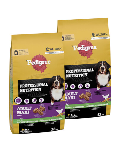 PEDIGREE Professional Nutrition Adult Maxi z Drobiem i Warzywami 2 x 12 kg dla psów ras dużych