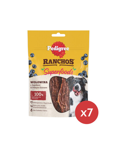 PEDIGREE Ranchos Superfoods mit Rindfleisch, Blaubeeren und Vollkorn 7 x 70g