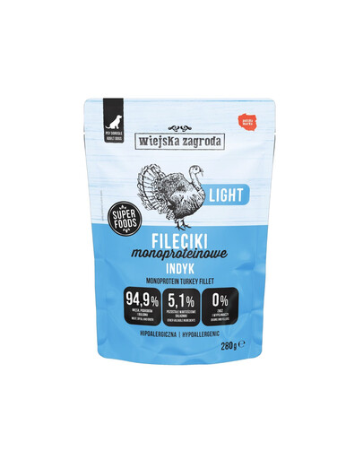 WIEJSKA ZAGRODA Light Nassfutter Monoprotein Filets Truthahn für adulte Hunde 280 g