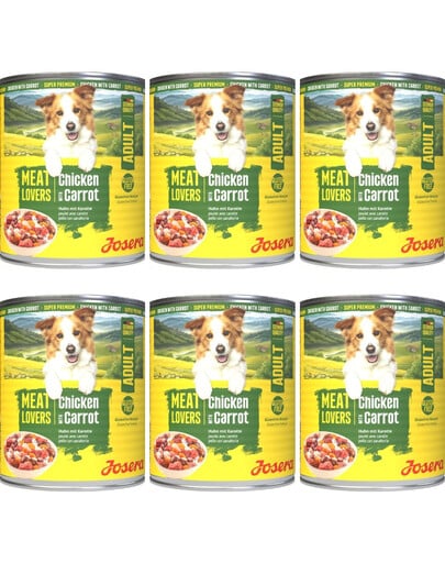 JOSERA Meat Lovers Nassfutter mit Huhn und Karotte für adulte Hunde glutenfrei 6x800g