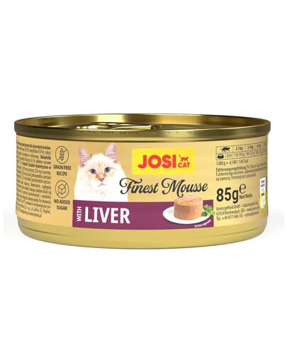 JOSERA JosiCat Finest Mousse with Liver Nassfutter mit Leber für Katzen getreidefrei 85 g
