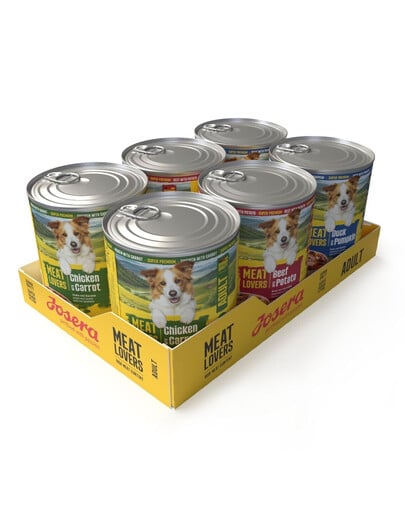JOSERA Meat Lovers Menu Nassfutter mit Rind, Huhn und Ente für adulte Hunde getreidefrei 6x800 g