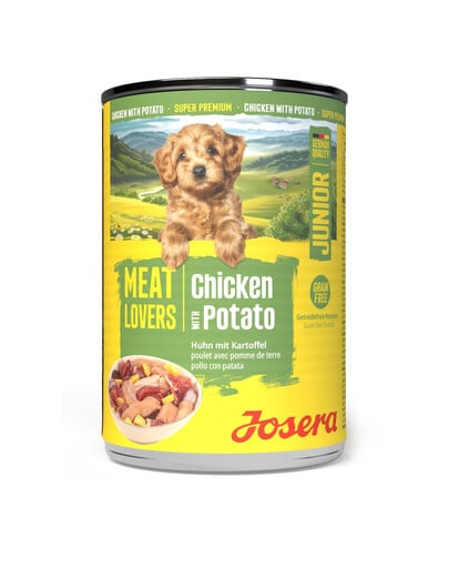 JOSERA Meat Lovers Junior Chicken and Potato Nassfutter mit Huhn und Kartoffeln für Welpen getreidefrei 400 g