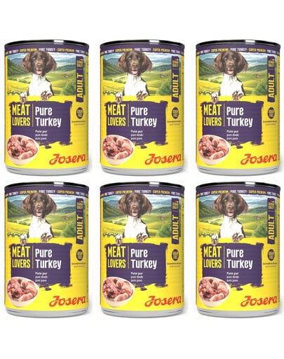 JOSERA Meat Lovers Nassfutter mit Pute für adulte Hunde getreidefrei 6x400g