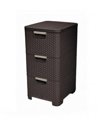 CURVER Regal mit Schubladen STYLE Rattanoptik 3 x 13,5 Liter Plastik braun