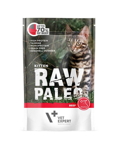 VETEXPERT Katzen-Nassfutter Raw Paleo Kitten Rind 100g