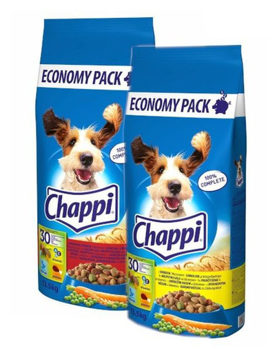 CHAPPI MIX mit Geflügel und Gemüse & Rindfleisch, Geflügel und Gemüse 27kg (2x13,5kg)