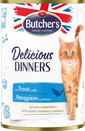 BUTCHER'S Delicious Dinners, karma dla kota, kawałki z pstrągiem w galaretce, 400g
