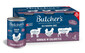 BUTCHER'S Nassfutter mix Geschmacks mit Leber oder Niere Stücke in Gelee mit Rind, mit Lamm und mit Huhn für Hunde 6x400 g